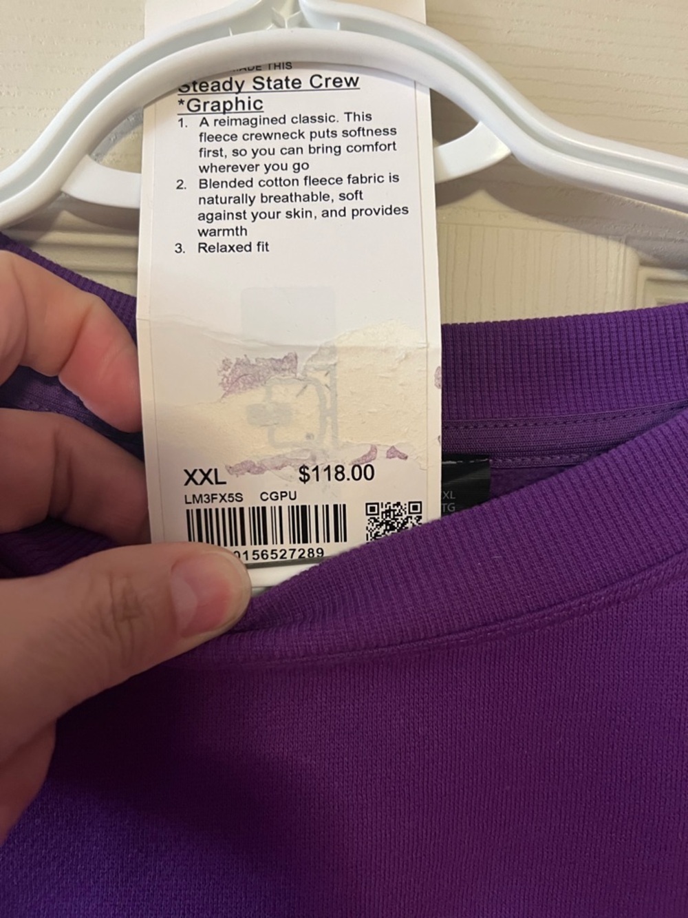 #336 NWT Lululemon Steady State Crew Graphic College Purple XXL - Picture 3 of 3